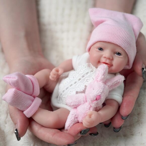 Miniature Silicone Reborn Baby Doll Girl 7 Inch Lifelike Full Body Realistic Toy - Picture 6 of 6